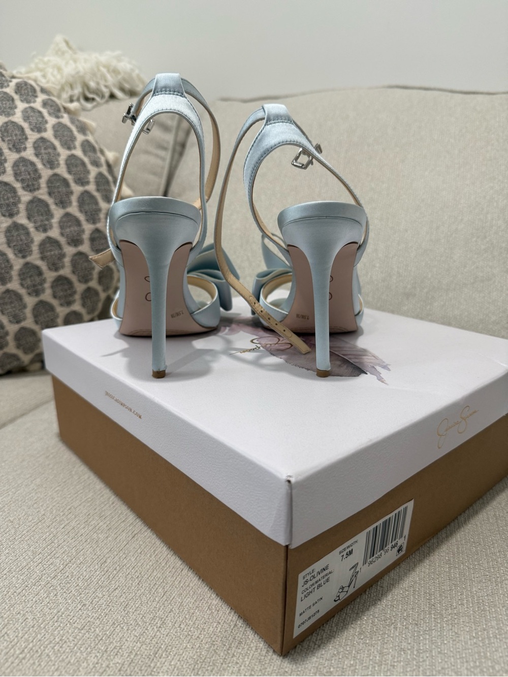 Jessica Simpson Light Blue Satin Bow Heels - Picture 5 of 6